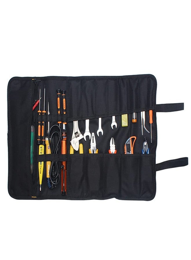 Mengshen Tool Bag,Electricians Mechanics Roll Portable Canvas Storage Bag,Thick and Wear-Resistant,UH01 Black - Image 2